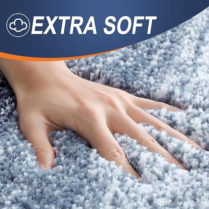 OLANLY Bathroom Rugs Mat 36x24, Extra Soft Absorbent Microfiber Bath Rugs | Airy Blue, Non-Slip Quick-Drying Rubber Backing, Washable Plush Bath Mat for Floor, Tub and Shower, Home Decor Accessories