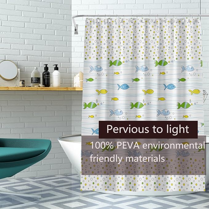 TIKABC Shower Curtain Liner, 4G PEVA Square Shower Liner, Plastic Waterproof Shower Curtains, 72x72 inch with Grommet Holes 3 Magnetic Weights