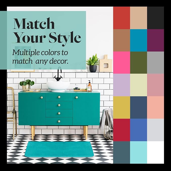 Memory Foam Bath Mat Non Slip Absorbent Super Cozy Velvet Bathroom Rug Carpet (20 inches X 32 inches, Teal)