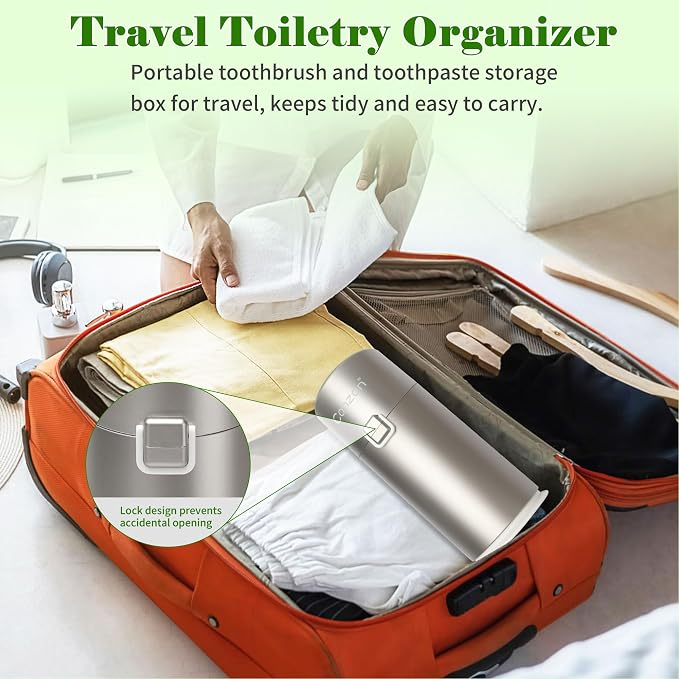 Toothbrush Holders for Bathrooms, Travel Toothbrush Organizer Toothbrush and Toothpaste Holders, 5 Slots Tooth Brushing Holder with Cover for Bathroom Countertop Organizer