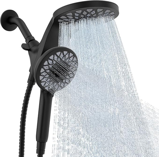 High Pressure Rain Shower Head with Handheld Spray Combo | Detachable Dual Shower Head with 10 Sprays Modes - Upgrade Knob Spray Mode Selector and Magnetic Guidance Docking System