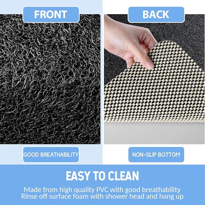 Hargiis Non-Slip Bathtub Mat, Anti Slip Shower Mat, Fast Drying Bathtub Mats, Foot Scrubber Mat, Anti Slip Mat for Tub, Floor, Bathroom, Kitchen, Home, Hotel (Black 24"×24")