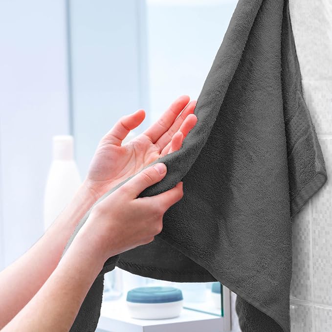 Martex Easy Living Everyday 6-Piece Bathroom Towel Set, Charcoal | 2 Bath Towels, 2 Hand Towels, 2 Wash Cloths, 100% Cotton, Soft, Quick-Dry