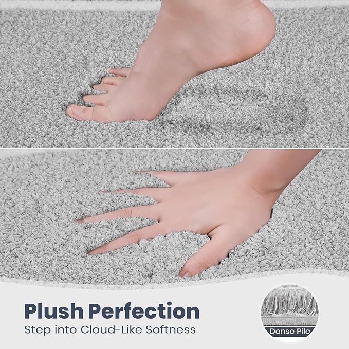 PURRUGS Bathroom Rug, Bath Mat, 30" x 60", Light Grey | Machine Washable, Non-Slip, Waterproof TPR Backing, Super Absorbent, Quick Dry, Bath Rug for Shower, Bathtub, and Sink