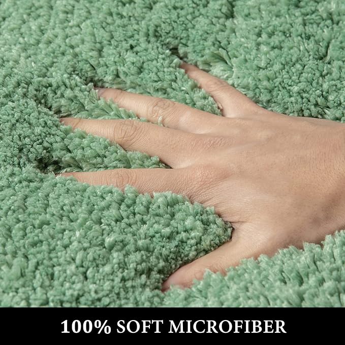 MIULEE Sage Green Bathroom Runner Rugs Soft Microfiber Bath Mat 24x60 Inch | Absorbent, Non Slip, Quick Dry, Fluffy Bath Rugs for Bathroom Floor Tub Showers, Machine Washable