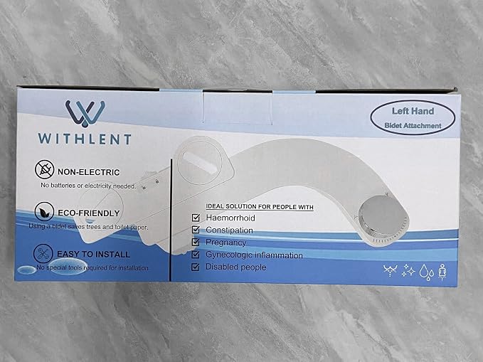 Bidet Attachment for Toilet - Left Handed Bidet Ultra-Slimt Non-Electric Dual Nozzle (Frontal & Rear Wash) Adjustable Water Pressure, Water Bidet Toilet Seat Attachment,Easy to Install | Bidet Attachment for Toilet - Left Hand Bidet Ultra-Slimt Non-Ele...