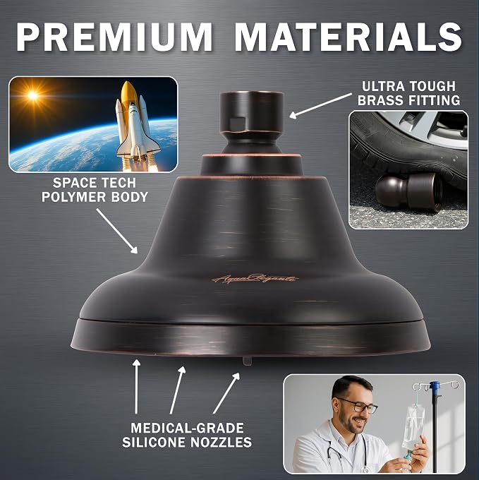 Massage Shower Head With Mist - 2.5 GPM - Oil-Rubbed Bronze | High Pressure Boosting, 6 Function Adjustable Massaging Rainfall Showerhead For Low Flow Baths With Water Saving Nozzles