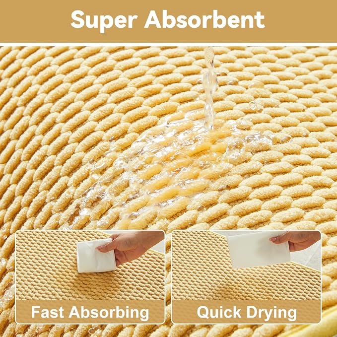 Triohero Bathroom Runner Rugs, Long Bath Mat Runner Washable Thin Quick Dry Low Pile Bathroom Runner Rugs Non Slip, Yellow 24"x70"