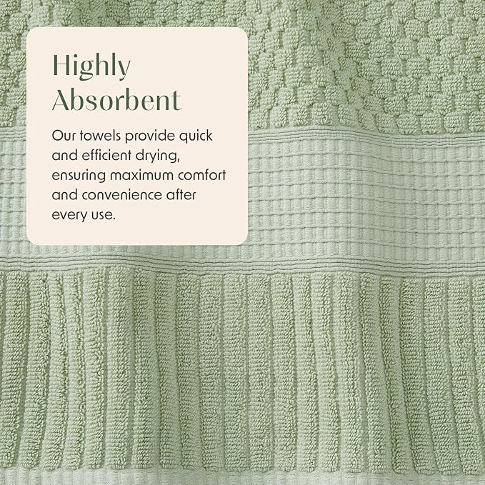 4 Pack 100% Cotton Bath Towels | Sage Towels | Oeko‑TEX Standard 100 | Soft & Absorbent, Quick‑Dry | Trinity Collection - Sage Green