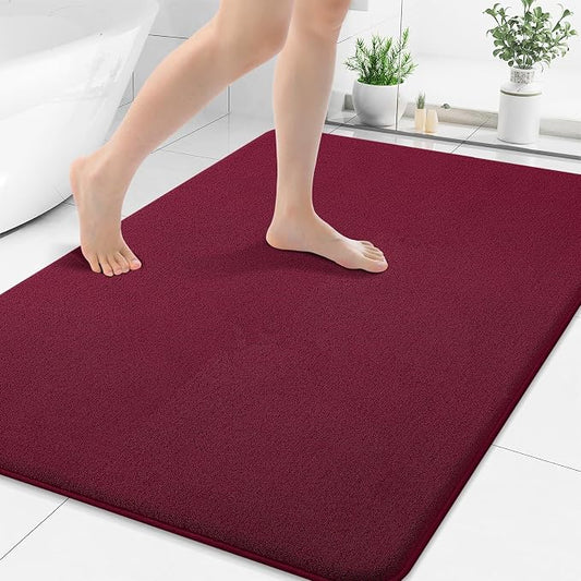 Smiry Memory Foam Bath Mat 40x30, Extra Soft Absorbent Bathroom Rugs | Burgundy Quick Dry, Machine Washable Bath Mats for Bathroom, Shower, Tub and Home Decor Accessories