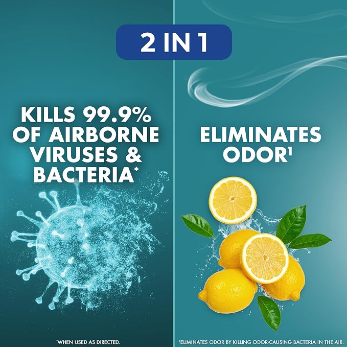 Lysol Air Sanitizer Spray with Bacterial Odor Eliminator for Home & Office, Sanitizing Air Spray, Air Freshener Alternative, Simple Fresh Scent,10 oz (Pack of 6)