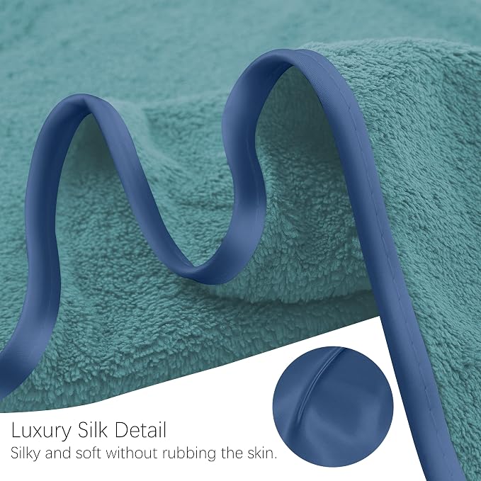TENSTARS Silk Hemming Bath Towels for Bathroom Clearance - 27 x 55 inches - Light Thin Quick Drying - Soft Microfiber Absorbent Towel for Bath Fitness, Sports, Yoga, Travel, Gym - 2 Pack, Teal