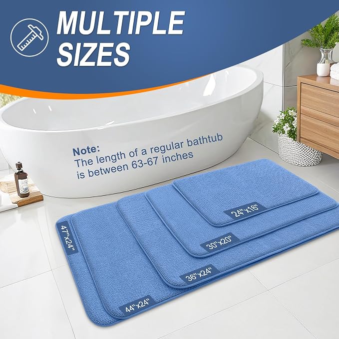 OLANLY Memory Foam Bathroom Rugs 36x24, Absorbent Bath Mat, Cornflower Blue | Soft Quick Dry Bath Rugs, Non-Slip, Machine Washable Carpet for Bathroom Floor, Tub and Shower, Home Decor Accessories