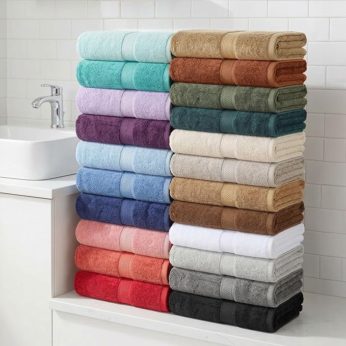 Superior Egyptian Cotton Plush & Absorbent, Bath Towel Set of 4, Rust | Quick Dry, Soft Luxury Towel Set, Bath Essentials for Bathroom, Guest Bath, Spa, 4 Piece Bath, Madeline Towels