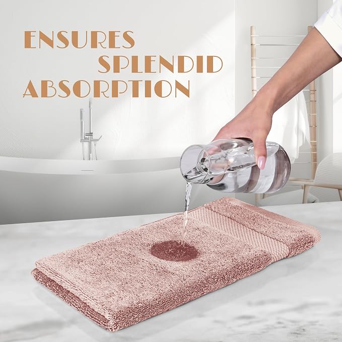 White Classic Pink Washcloths Set for Body and Face Towel, Cotton Wash Cloths Bulk 12 Pack, Spa Fingertip Wash Clothes 12x12 Inch, Soft Absorbent Gym Towels