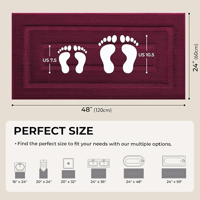 GRANNY SAYS Strawberry Red Bathroom Rug 24" x 48", Non-Slip Bath Mat | Ultra-soft, durable TPR backing for reliable grip, fast water absorption, machine washable for Vanity, Shower, Tub