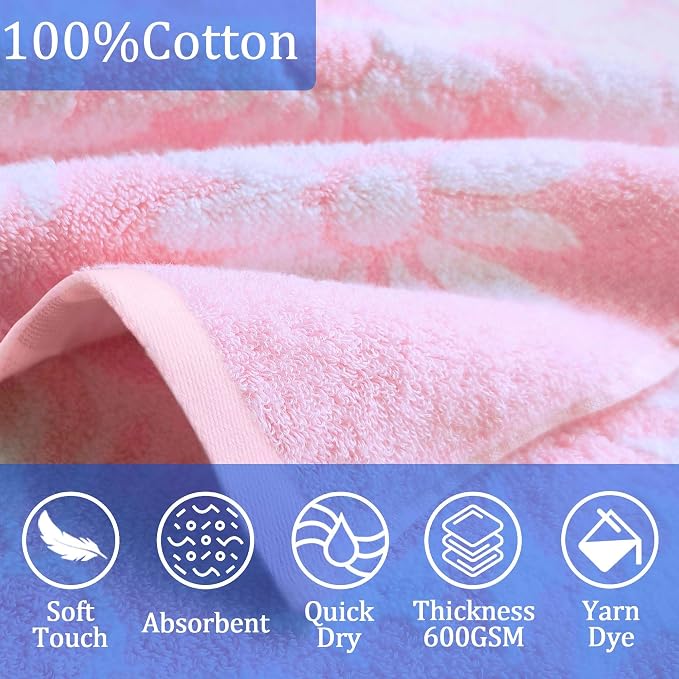 VOOVA & MOVAS Toddler Hooded Towel Wrap, 3-10 Years, 100% Cotton,Daisy | Romantic Daisy Jacquard Pattern, Premium Turkish Fabric, Silky Soft Feel, Works for Bath, Beach, Pool and Daily Swimming
