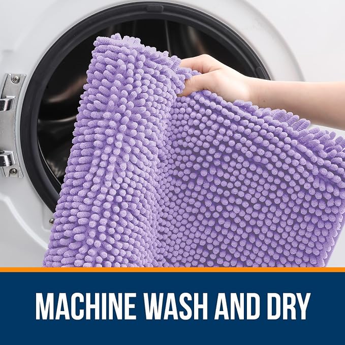 OLANLY Large Bathroom Rugs 70x46, Extra Soft Absorbent Chenille Bath Rugs | Lavender, Quick-Drying Rubber Backing, Machine Washable Bath Mat for Bathroom Floor, Tub and Shower, Home Decor Accessories