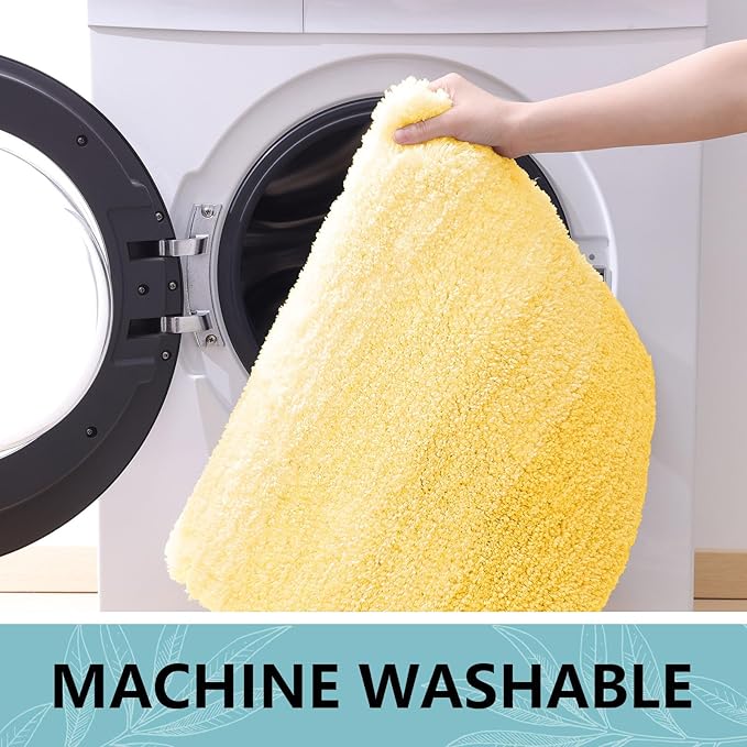 Arotive Microfiber Bathroom Rugs, Shaggy Soft Absorbent Bath Rug, 47x24 | Yellow, Rubber Backing Thick Plush Machine Washable Dry Bath Mats for Bathroom, Tub and Shower, Rectangular