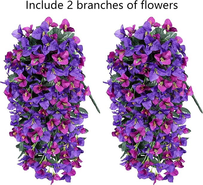 Faux Bougainvillea Artificial Flowers Plants for Outdoors Outside Decor, 2pcs Fake Flowers Silk Long Trailing Vines UV Resistant Realistic Faux Flowers for Front Door Porch Planter Balcony Yard, Mix