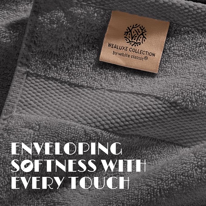 White Classic Luxury Soft Bath Sheet Towels - 650 GSM Cotton Luxury Bath Towels Extra Large 35x70 | Highly Absorbent and Quick Dry | Hotel Quality Extra Large Bath Towels Oversized, Dark Gray, 2 Pack