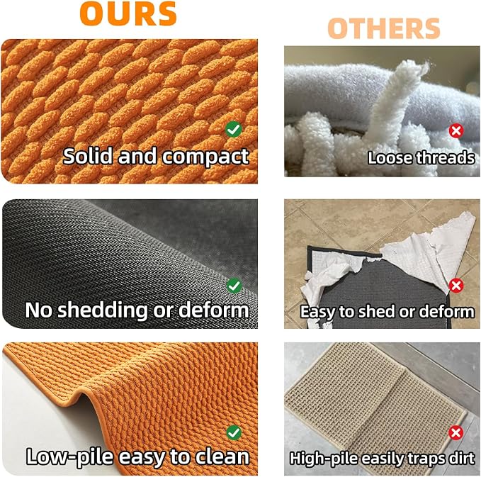 TYUU Bathroom Rugs Non Slip Washable, Super Absorbent Thin Bath Mat Quick Dry Low Pile Bathroom Rug, Orange 24"x36"