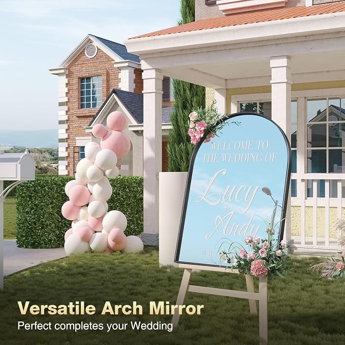 Brightify Arched Mirror, Arched Wall Mirror, 24 x 38 Inch Black Arch Mirror, Metal Frame Black Bathroom Mirror, Arched Top Bathroom Vanity Mirror for Living Room Bedroom Mantel Entryway Hallways