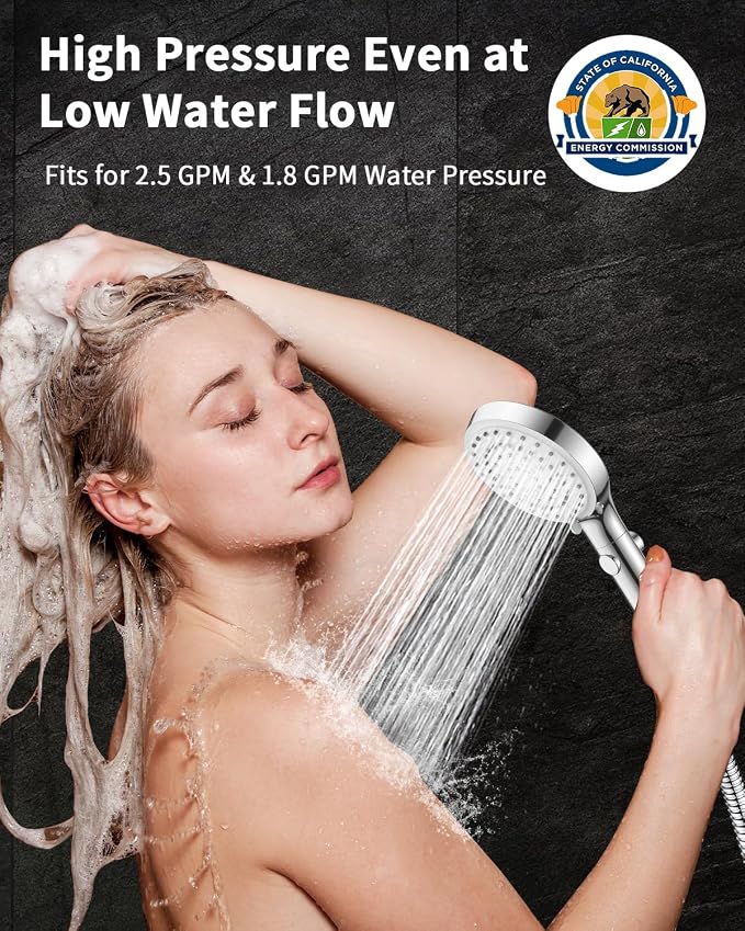 Shower Head with Handheld, High Pressure Showerhead with Long Hose | 80" Extra Long Stainless Steel Hose & Adjustable Bracket, Shower Heads with ON/OFF Switch for Pets Bath, Chrome