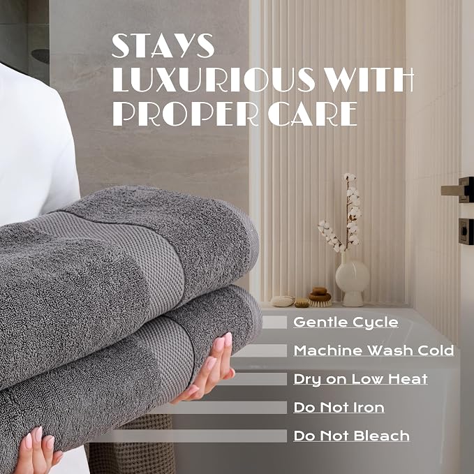 White Classic Luxury Soft Bath Sheet Towels - 650 GSM Cotton Luxury Bath Towels Extra Large 35x70 | Highly Absorbent and Quick Dry | Hotel Quality Extra Large Bath Towels Oversized, Dark Gray, 2 Pack