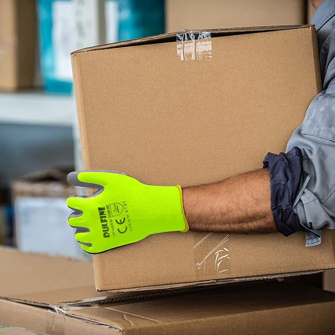 DULFINE Safety Work Gloves for Men & Women, PU Coated Seamless Knit Grip | Smooth Grip on Palm & Fingers, Ideal for Light General Duty Work, Gardening, Landscaping, Construction, Mechanic, Warehouse