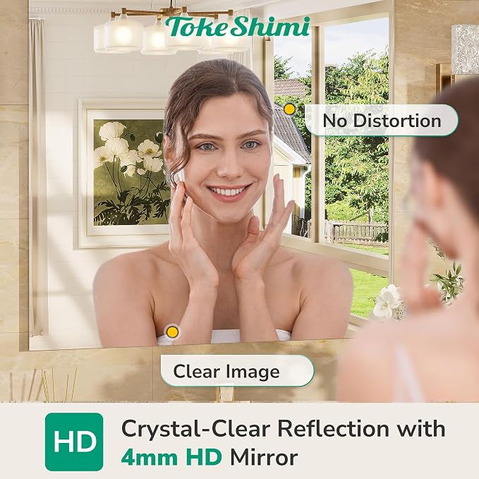 24x32 Frameless Bathroom Mirror, Vanity Bathroom Mirror for Wall Shatterproof Modern Rectangle Mirrors for Bedroom, Living Room, Entryway, Home Gym, Entryway