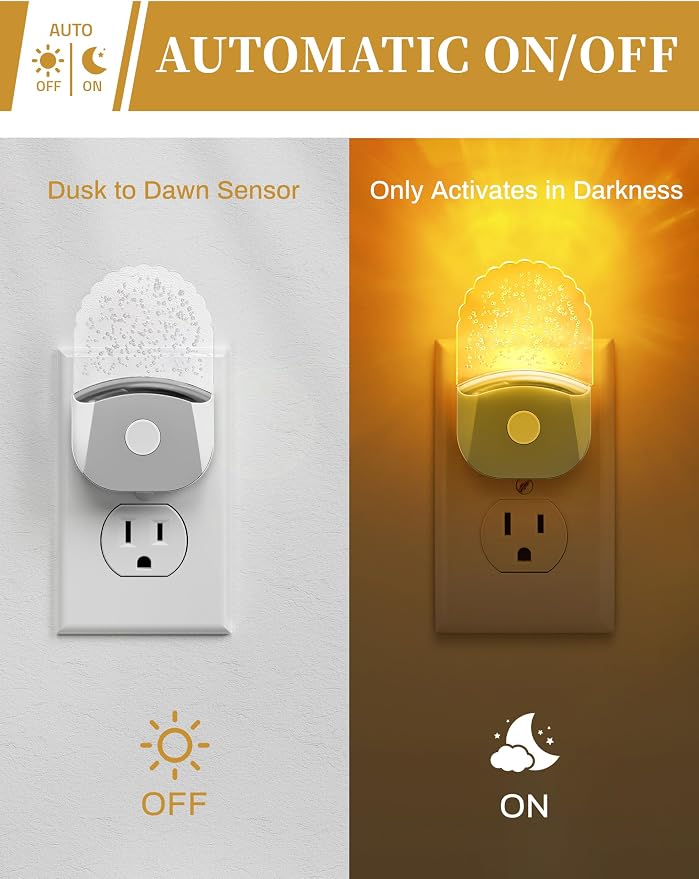 8-Color RGB Night Lights Plug Into Wall [2 Pack],Kids Night Light | Color Changing RGB LED Night Light,Dusk to Dawn Sensor,for Bathroom Decor Hallway Stairway,Chrome Cover