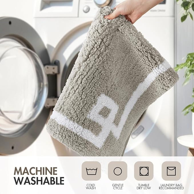 Madison Park Evan 100% Cotton Bath Rug Plush Absorbent, 24" x 40", Grey | Non-slip Backing, OEKO TEX, Luxurious Tufted Plush Bath Mat for Bathroom, Quick Dry, Spa Design Decorative for Shower Room