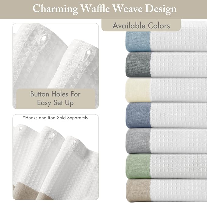 Madison Park Spa Waffle Weave Stall Shower Curtain, 36 x 72, Taupe | Striped, Pieced Fabric Design, 3M Scotchgard Moisture Management, Hotel Quality, Modern, for Bathroom, OEKO-TEX Certified