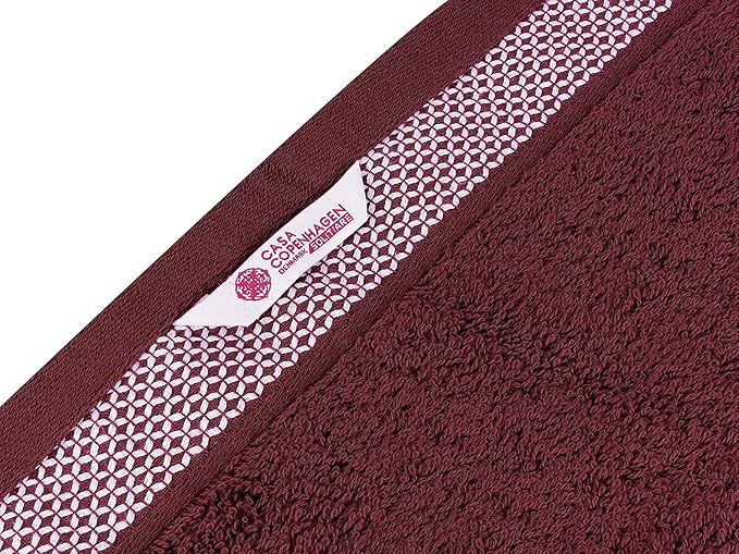 CASA COPENHAGEN Solitaire 6 Pieces Towel Set- Burgundy Red, 600 GSM 2 Bath Towel 2 Hand
