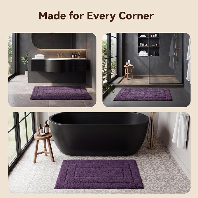 GRANNY SAYS Purple Bathroom Rug 36" x 24", Non-Slip Microfiber Bath Mat | Ultra-soft, durable TPR backing for reliable grip, fast water absorption, machine washable for Vanity, Shower, Tub
