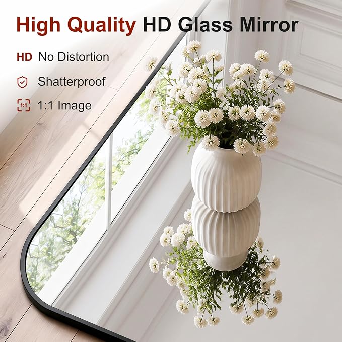 Bathroom Black Vanity Mirror for Over Sink, 30" x 40" | Metal Framed Rounded Corner, Shatterproof Glass, for Bedroom, Living room, Entryway