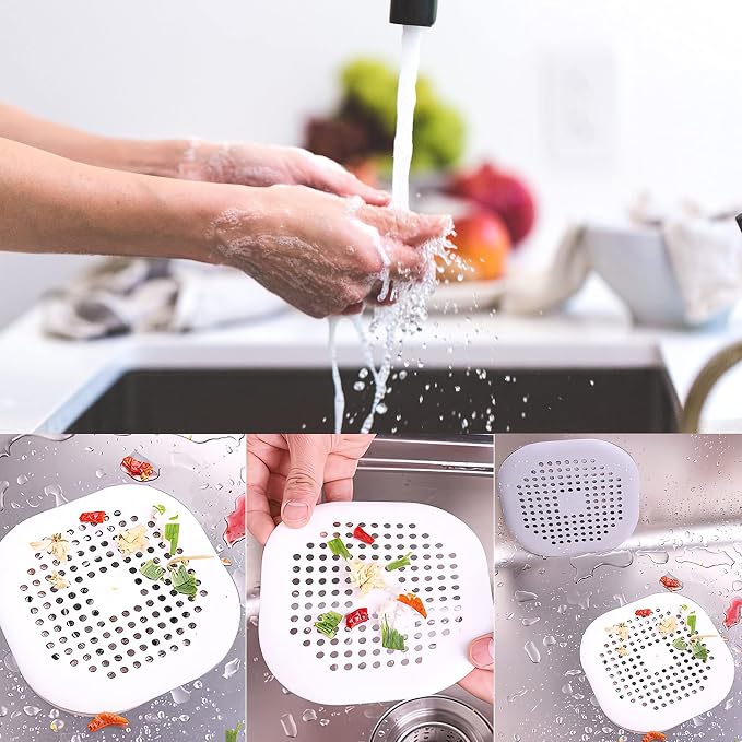 4 Pieces Drain Covers Hair Stopper for Shower Drain Bathtub Stopper Home Drain Protectors with Sucker Water Trap Sink Cover for Bathroom Bathtub and Kitchen (2 White+2 White)