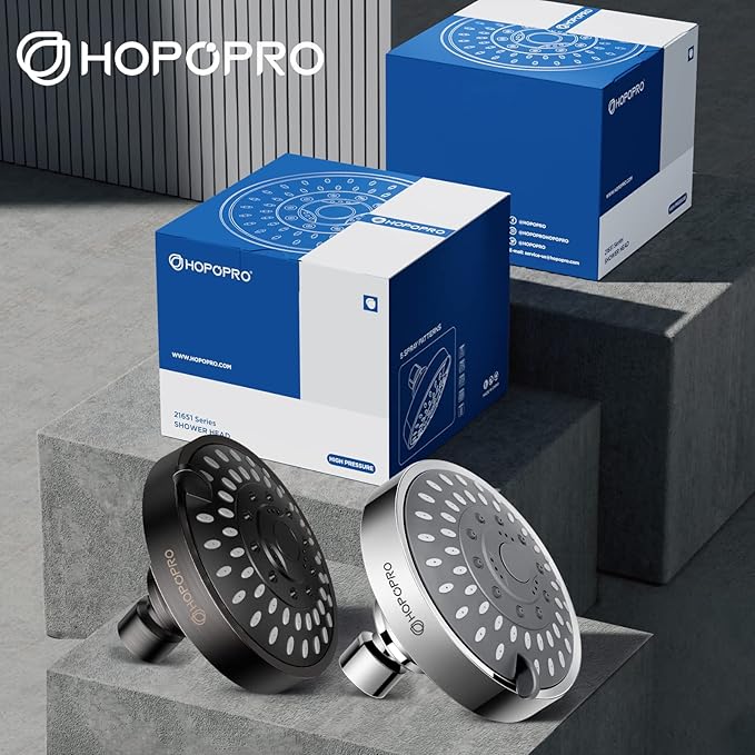 High Pressure Shower Head, HOPOPRO 5-Mode Fixed Showerhead, NBC Recommended | The Washington Post, NBC News, Today TV Show Recommended, Consumer Reports Tested High Flow Fixed Shower Head (4 Inch Chrome)