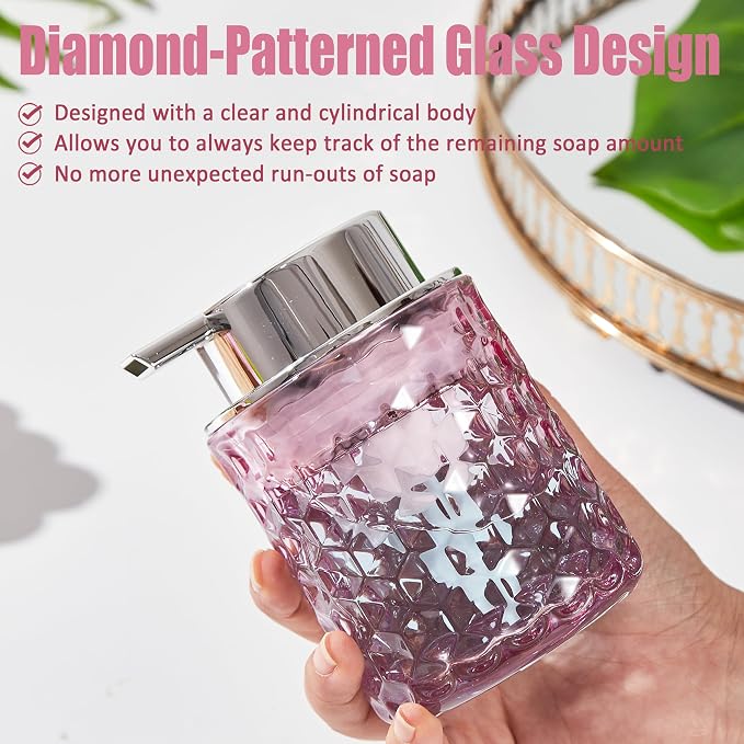 Malachi Foaming Hand Soap Dispenser, Refillable Clear Glass Foam Pump Bottle for Liquid Hand Soap, Dish Soap, Multi‑use for Bathroom, Kitchen & Commercial Use