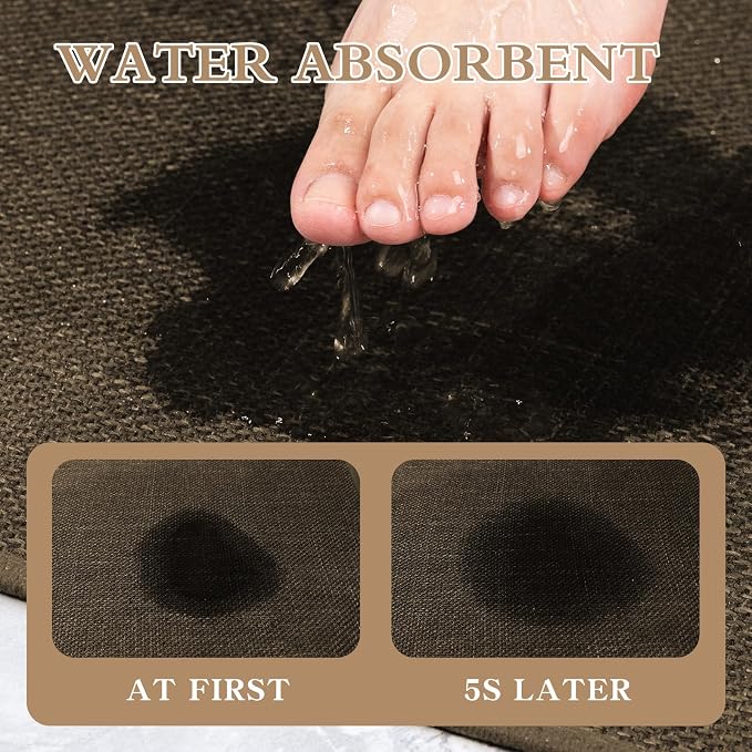 Bathroom Rugs Mat 47x17, Ultra Thin Non Slip Bath Rug Runner Quick Dry Absorbent Bath Mat for Bathroom, (Brown, 47"x17")