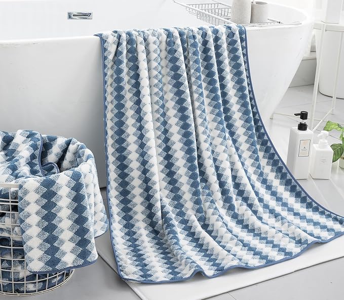 2Pcs Hand Towel 16"x31" Towel Set for Bathroom,Highly Absorbent Quick Dry Face Towel for Daily Use,Soft Microfiber Multipurpose Kitchen Hand Towel Set Collection for Hotel Spa Gym,Blue