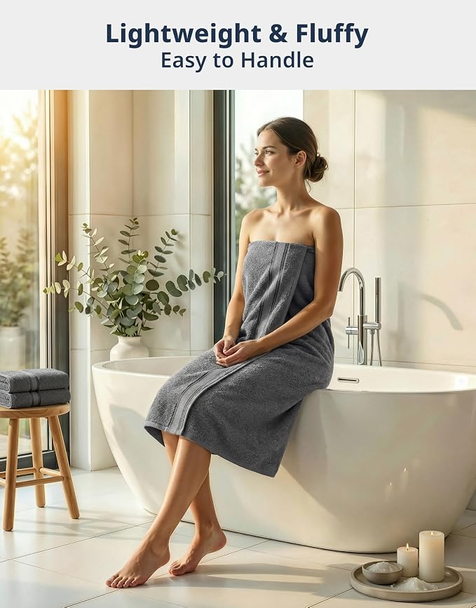LANE LINEN Towel Set for Bathroom 4 Piece Soft Absorbent Quick Dry - Grey | Towels And Washcloths Sets - Oversized & Roomy, Lightweight & Breathable, Fade-Resistant Color, Classic Terry Weave