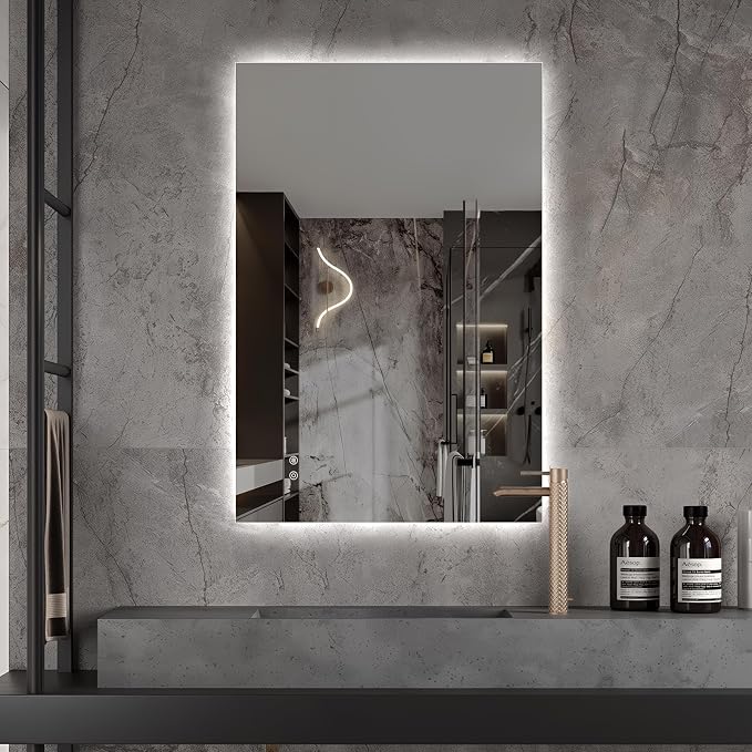 Niccy LED Bathroom Mirror, Backlit Mirror with Lights for Wall Frameless | Anti-Fog, 36"x24", 3 Color Dimmable, Lighted Bathroom Mirror for Wall, Memory Function, CRI>90, HD Glass, Horizontal/Vertical