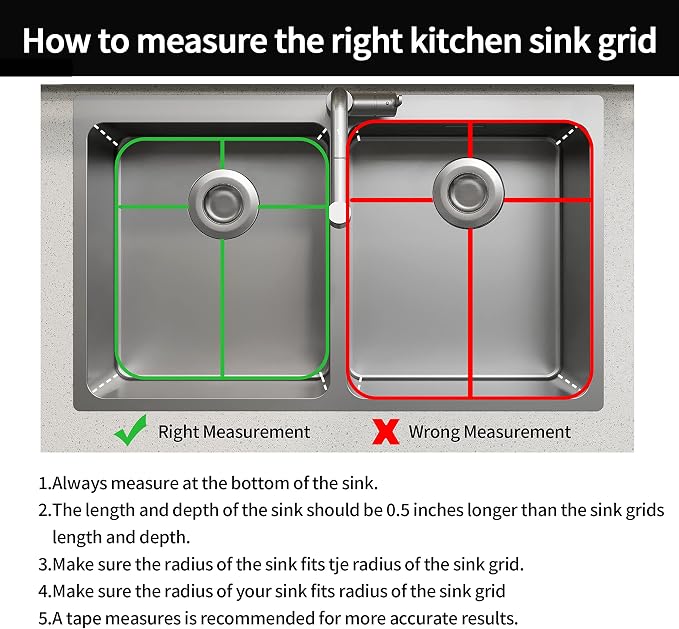4Pack Stainless Steel Sink Protectors for Kitchen Sink, 13.1"x11.6"x1" Sink Grid Universal with Rear Drain, Rust-Resistant Metal Sink Rack for Bottom of Sink with Sink Strainers (Rear Drain/Set 2)