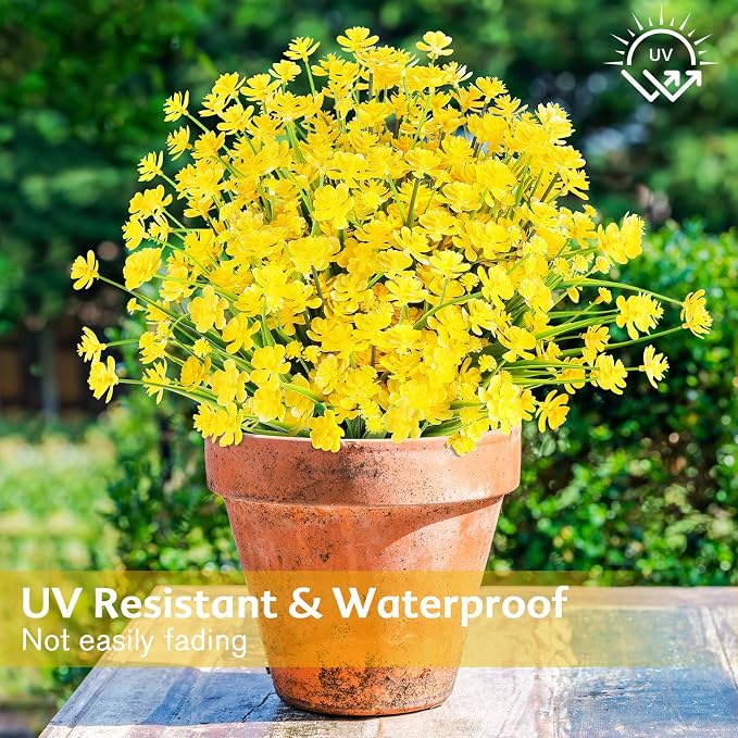 AGIRL Artificial Flowers Outdoor UV Resistant Fake Plant Garden Patio Decor | 24 Bundles,No Fade Plastic Faux Flowers for Hanging Planters front porch yard Indoor Outside,grave decorations for cemetery