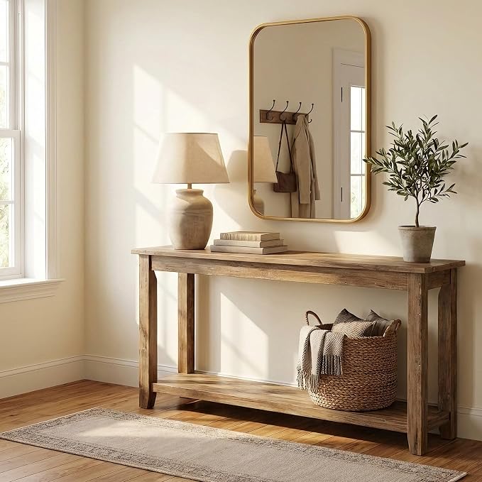 2-Pack 22x30 Inch Antique Gold Rounded Rectangle Bathroom Vanity Mirrors | Double Vanity or Two Bathrooms, Pair or Separate Use, Iron Frame, Layered Shadow Box Look, Two-Way Mount