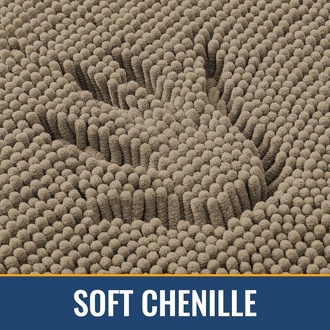 Arotive Bathroom Rugs 36x24, Soft Absorbent Shaggy Chenille Bath Rugs | Camel, Machine Washable Rubber Backing Bath Mats for Bathroom Floor Tub and Shower Home Decor Accessories