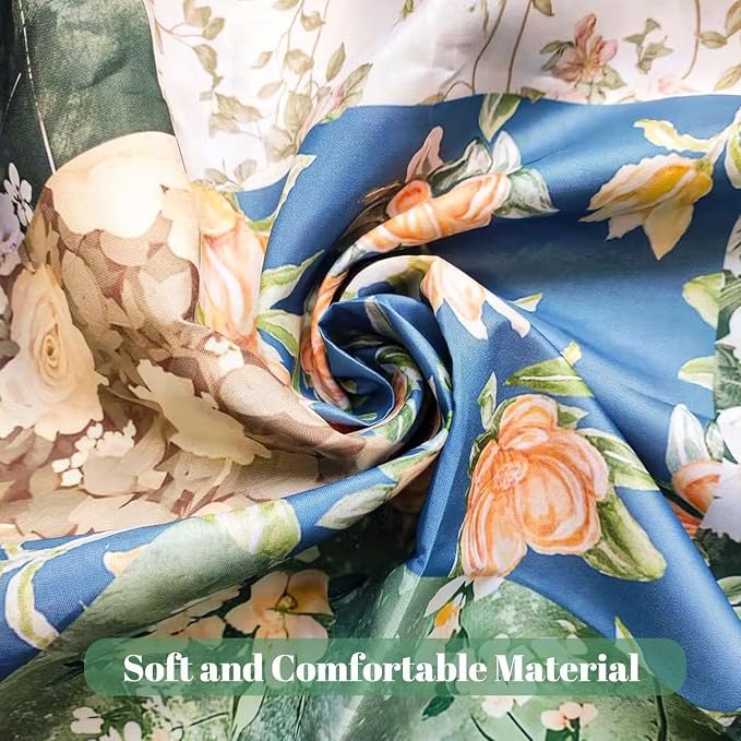 Shower Curtains for Bathroom, Boho Shower Curtain, Vintage Green Boho Floral Bathroom Decor Bath Curtain, Mid Century Waterproof Retro Farmhouse Patchwork Floral Shower Curtain, 72 X 84 Inches