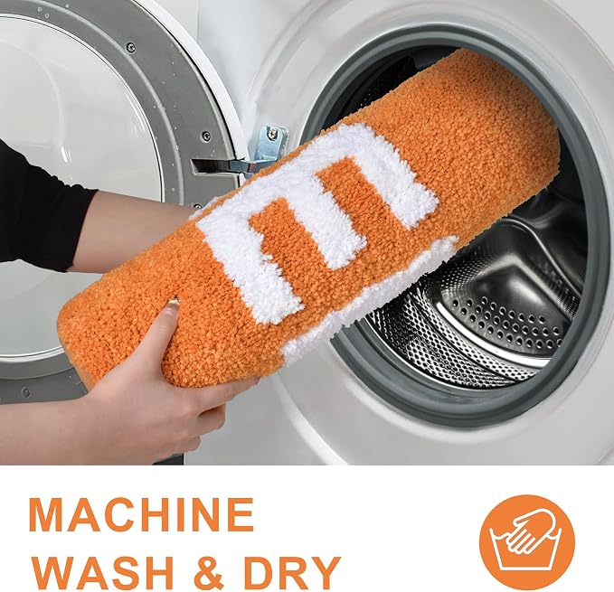 Zeeinx Get Naked Bath Mat Cute Bathroom Rugs Orange Bath Mat 20”x32” | Non Slip Absorbent Microfiber Machine Washable Orange Bathroom Rugs for Tub and Shower Orange Bathroom Decor